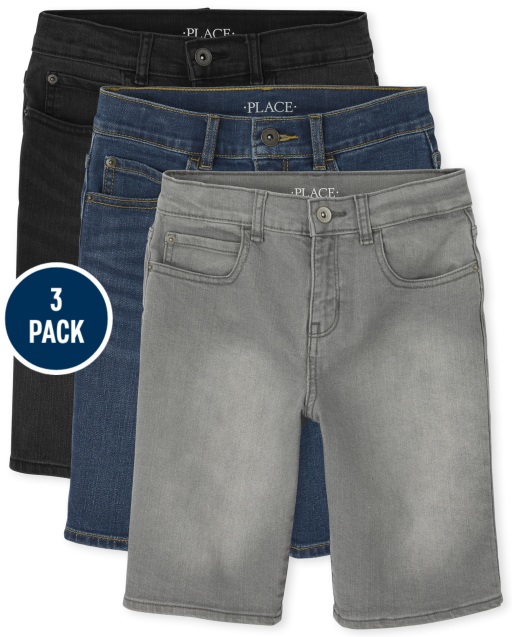 Pack de 3 pantalones cortos de mezclilla elástica para niños
