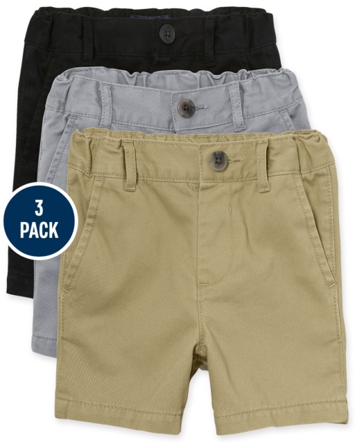 Toddler Boys Uniform Woven Stretch Chino Shorts 3-Pack