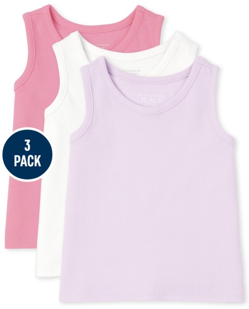 Toddler Girls Mix And Match Sleeveless Ribbed Tank Top 3-Pack