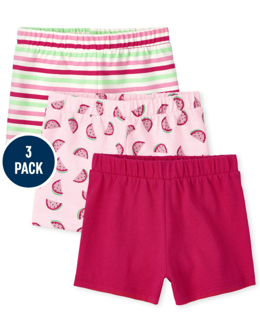 Toddler Girls Mix And Match Print Knit Shorts 3-Pack