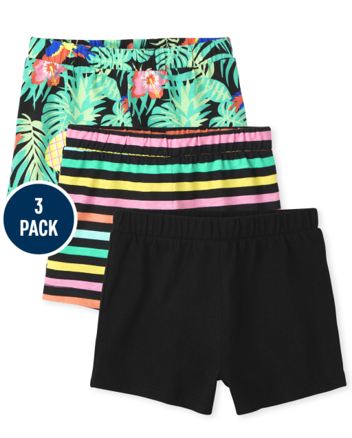 Pack de 3 shorts de punto con estampado Mix And Match para niñas pequeñas