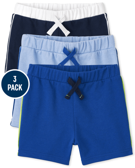 Toddler Boys Side Stripe French Terry Knit Shorts 3-Pack