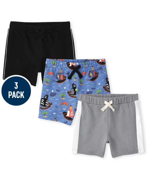 Toddler Boys Pirate French Terry Knit Shorts 3-Pack