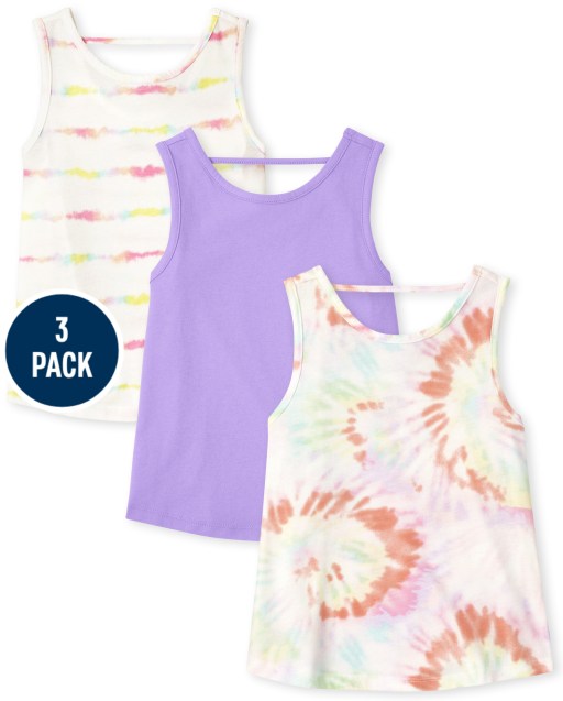 Girls Mix And Match Sleeveless Cut Out Tank Top 3-Pack