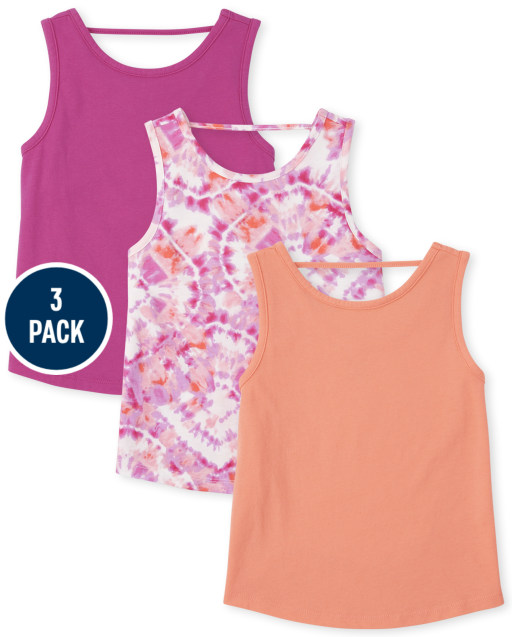 Girls Mix And Match Sleeveless Cut Out Tank Top 3-Pack