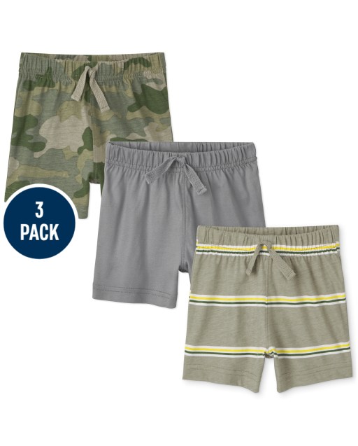 Baby Boys Camo Knit Shorts 3-Pack
