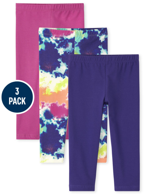 Girls Print Knit Capri Leggings 3-Pack