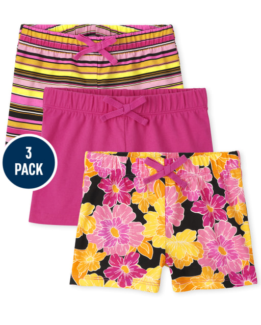 Girls Mix And Match Print Knit Shorts 3-Pack