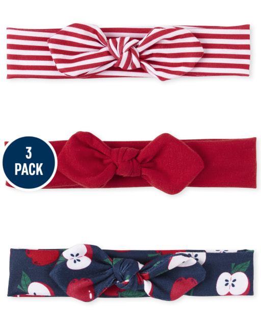 Baby Girls Apple Bow Headwrap 3-Pack