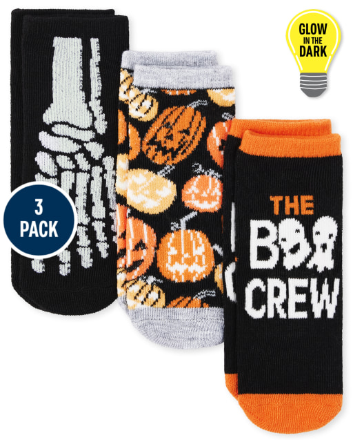 Unisex Toddler Glow In The Dark Halloween Midi Socks 3-Pack