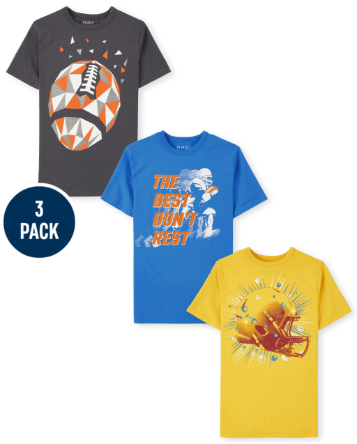 Boys Short Sleeve Sports Graphic Tee 3-Pack