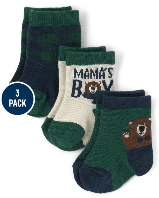 Baby Boys Bear Midi Socks 3-Pack