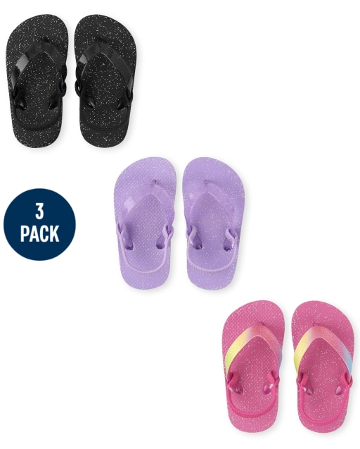 Toddler Girls Glitter Flip Flops 3-Pack
