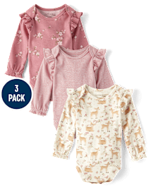 Baby Girls Long Sleeve Floral Print Bodysuit 3 Pack Homegrown by Gymboree MULTI CLR Gymboree CA