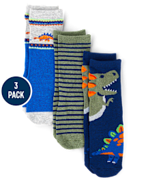 Boys Dino Crew Socks 3-Pack - Dino Friends