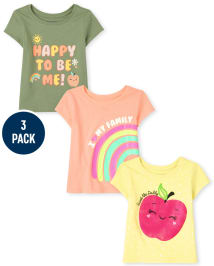 Baby And Toddler Girls Family Graphic Tee 3-Pack