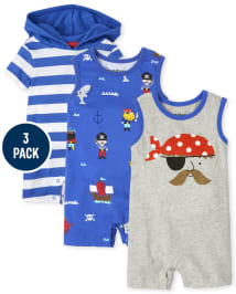 Baby Boys Pirate Romper 3-Pack