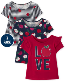 Lot de 3 hauts Apple pour petites filles