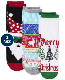 Unisex Kids Matching Family Santa Crew Socks 3-Pack