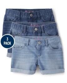 Girls Roll Cuff Denim Shortie Shorts