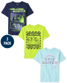 Lot de 3 t-shirts graphiques Gaming pour garçons