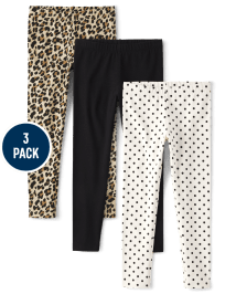 Girls Mix And Match Leopard Print Knit Leggings 3 Pack BLACK The Children s Place CA