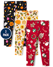Toddler Girls Holiday Leggings 3-Pack