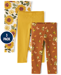 Toddler Girls Sunflower Leggings 3-Pack