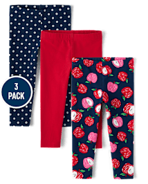 Toddler Girls Apple Leggings 3-Pack