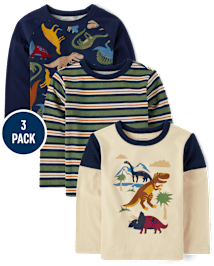 Baby And Toddler Boys Dino Top 3-Pack