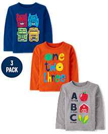 Baby And Toddler Boys Educational Graphic Tee 3-Pack