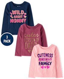 Baby And Toddler Girls Family Graphic Tee 3-Pack