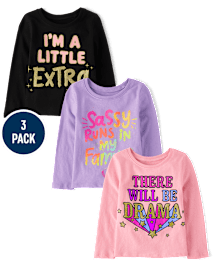 Lot de 3 t-shirts graphiques impertinents pour bébés et petites filles