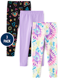 Lot de 3 leggings imprimés pour filles