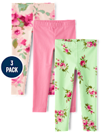 Lot de 3 leggings fleuris pour petites filles