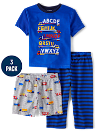 tout-petit Ensemble pyjama 3 pièces Alphabet Vehicle pour garçons