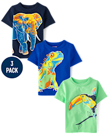 Lot de 3 t-shirts à imprimé animal pour bébé et tout-petit garçon
