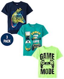Lot de 3 t-shirts graphiques Gamer pour garçon