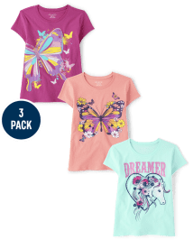 Girls Butterfly Dreamer Graphic Tee 3-Pack