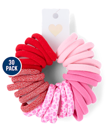 Girls Heart Hair Tie 30-Pack
