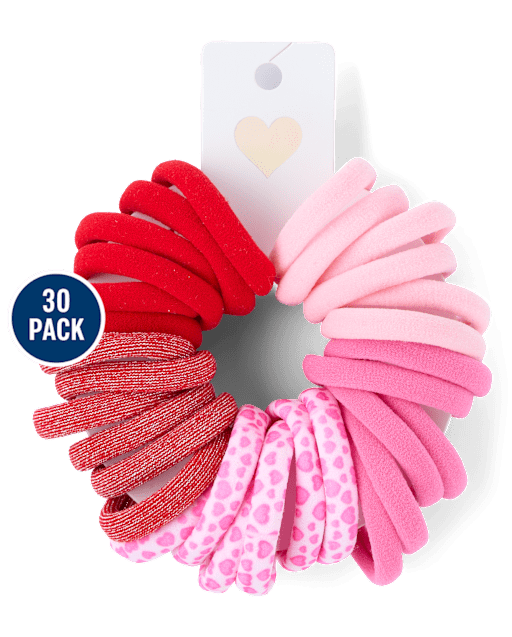Girls Heart Hair Tie 30-Pack