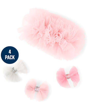 Girls Tulle Hair Clip 4-Pack - Prima Ballerina