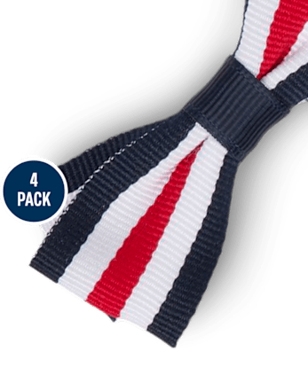 Lot de 4 pinces à cheveux avec nœud rayé pour filles - Uniforme