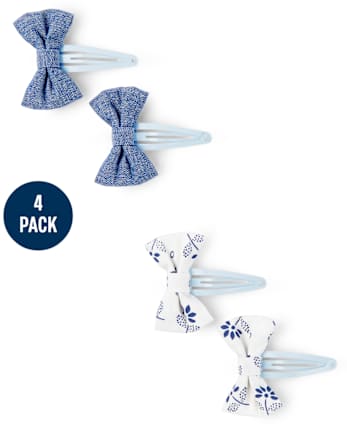 Pinzas para el cabello con lazo floral para niñas - Cielos azules