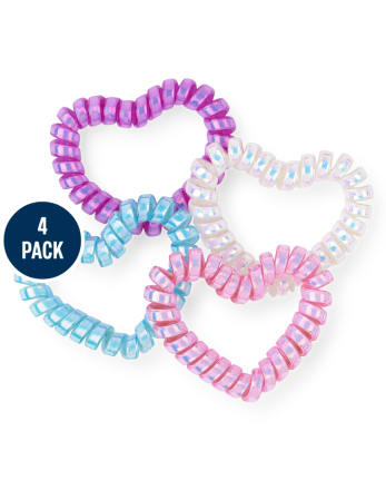 Girls Metallic Heart Coil Bracelet 4-Pack