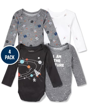Lot de 4 bodys espace extra-atmosphérique pour bébé garçon