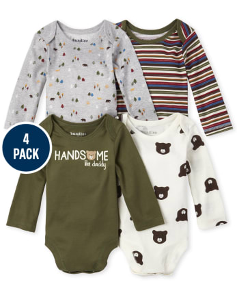Body para bebé niño con gráfico Daddy Bear, paquete de 4