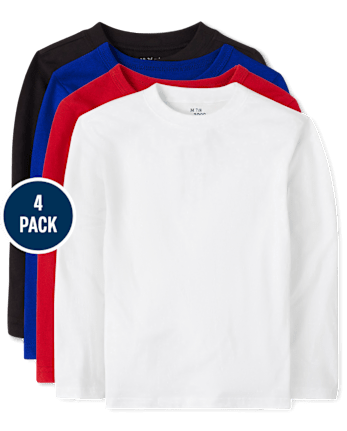 Camiseta básica con capas de uniforme para bebés y niños pequeños, paquete de 4