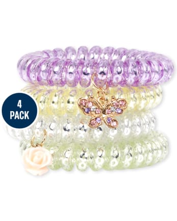 Girls Butterfly Coil Bracelet 4-Pack