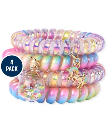Girls Shakey Unicorn Coil Bracelet 4-Pack